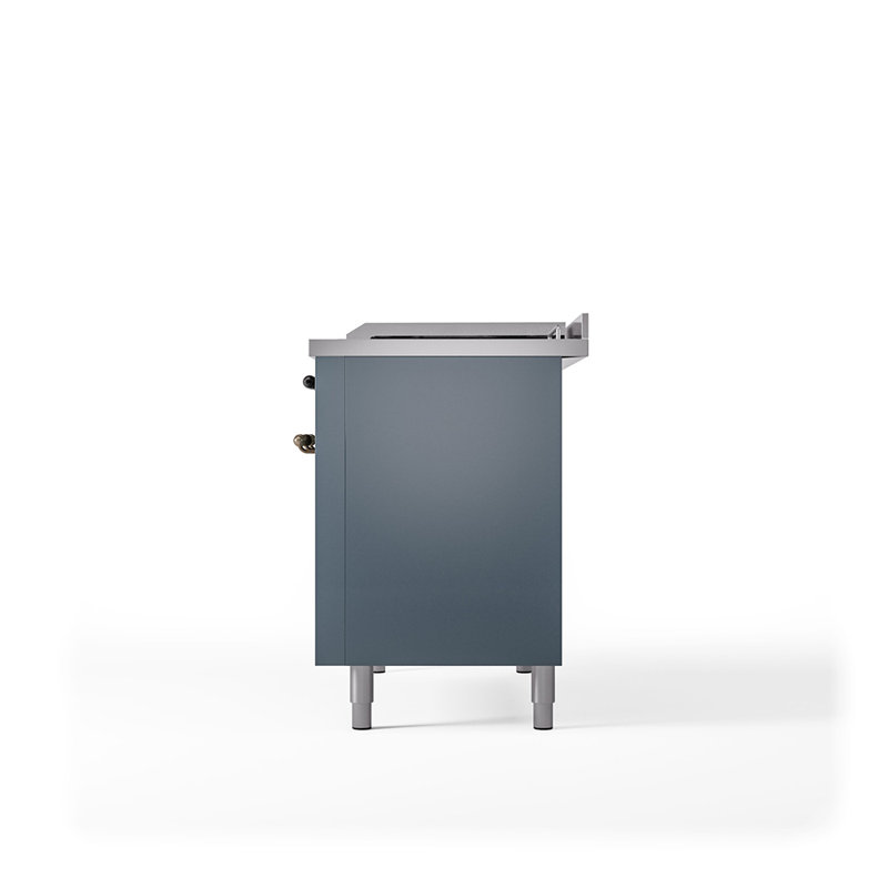 ILVE Nostalgie II 48 in Dual Fuel Range, 5 Burner, Griddle, Frenchtop, Blue Gray/Bronze, Liquid Propane