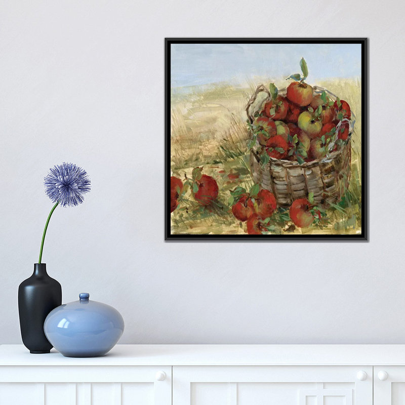 « apple cueillette ii », impression sur toile, H 18 po x l 18 po x P 1,5 po, Toile avec cadre noir, Pas de tapis
