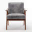 Chaise d'appoint avec revêtement en microfibre et structure en bois massif, mobilier de salon Mid-Century moderne classique pour sièges supplémentaires, gris-2114768385