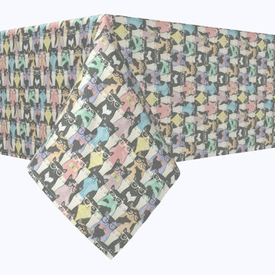 Square Tablecloth, 100% Cotton, 52X52", Smarty Cats
