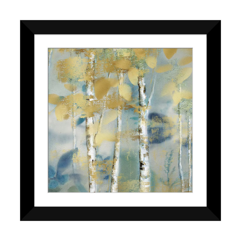 « gilded forest details i », reproduction sur toile, H 16 po x l 16 po x P 1 po, Papier d'art encadré noir, Blanc