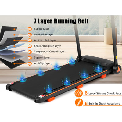 Treadmills for Home, 2.5HP Quiet Folding Treadmill with Heart Rate Sensor,  300lbs Weight Capacity, 7.5MPH, Incline Treadmill With USB Charge Station For Android & Bluetooth Speaker, 6 Shock-Absorbing