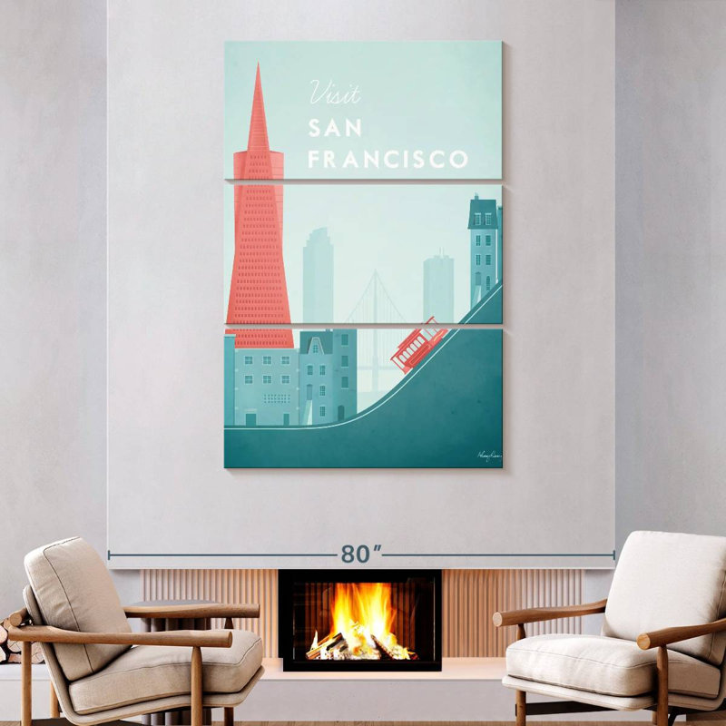 Affiche de voyage rétro Nicci San Francisco, H 74 po x l 48 po