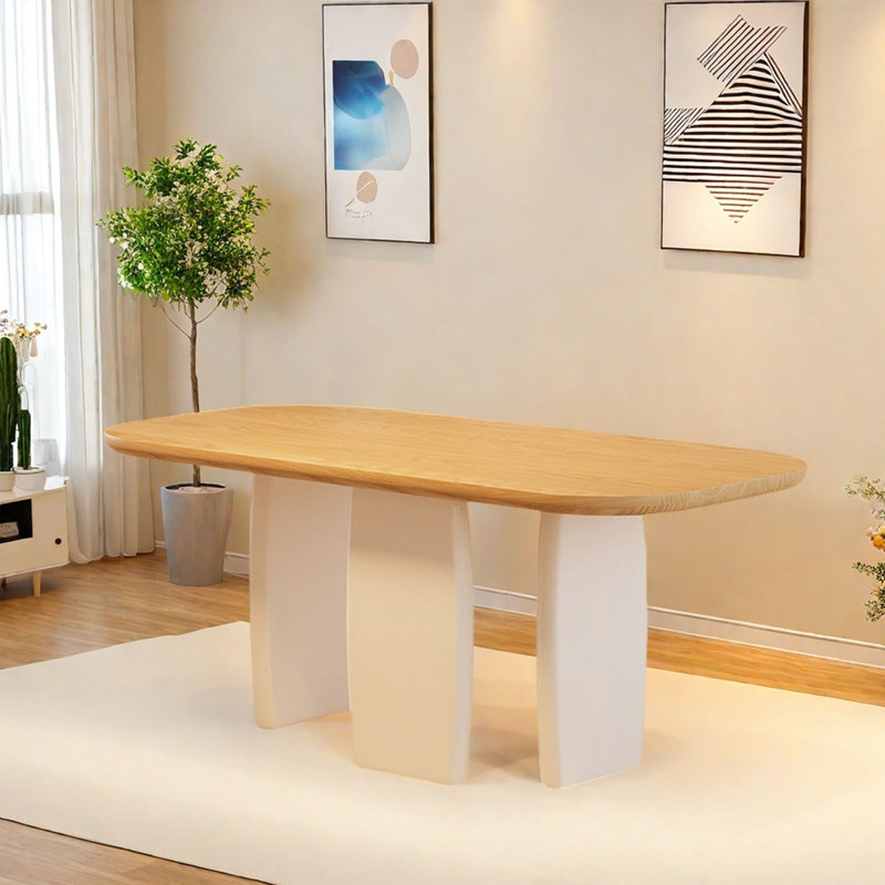 Table de salle à manger en frêne blanc - robuste et élégante, H 29,5 po x L 70,9 po x l 31,5 po