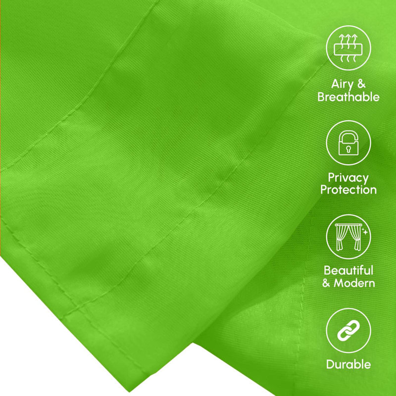Yaelle Semi Sheer Curtain Pair, 60" W x 84" L, Lime