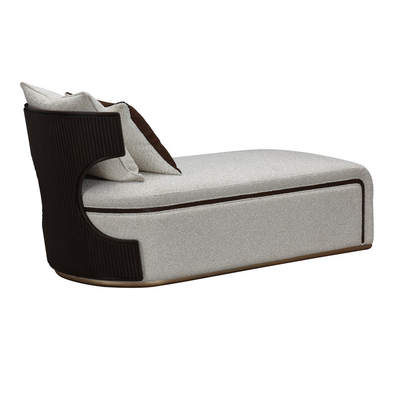 West Kensington Chaise - Buff/Seal Salt Caramel, Espresso Wood