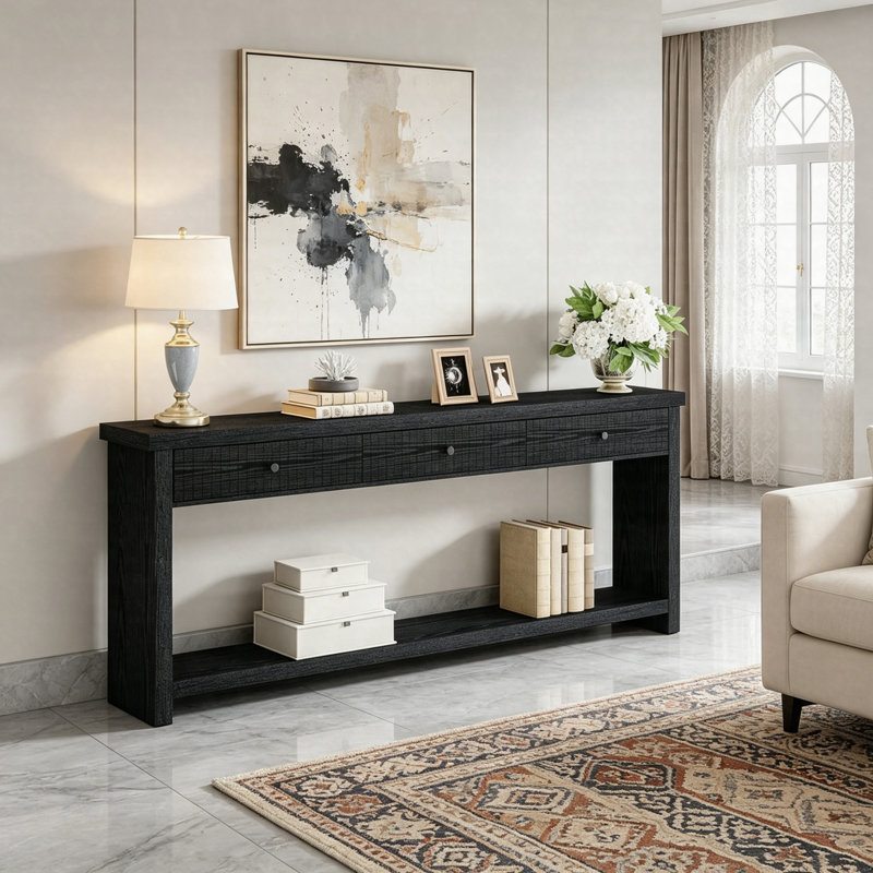Console à 3 tiroirs, Noir