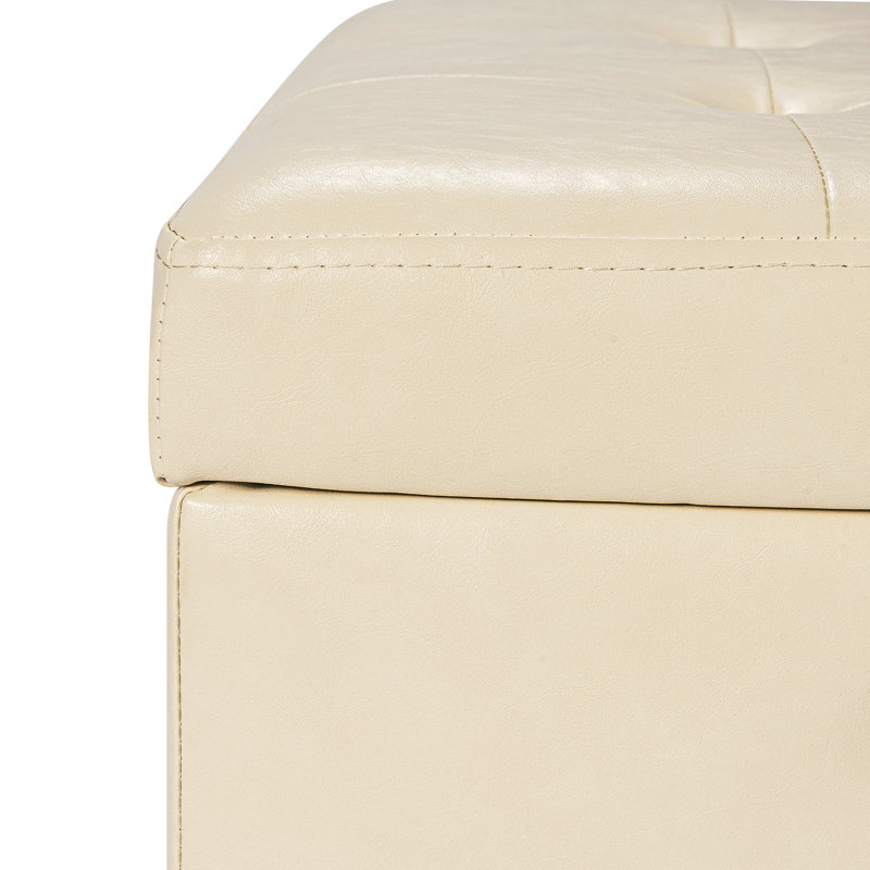 Repose-pieds capitonné avec rangement 17,7 po Orella, Similicuir beige