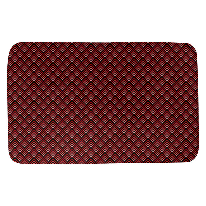 Tapis pour salle de bain dégradé Avicia, l 21 po x L 34 po, Noir / Rouge