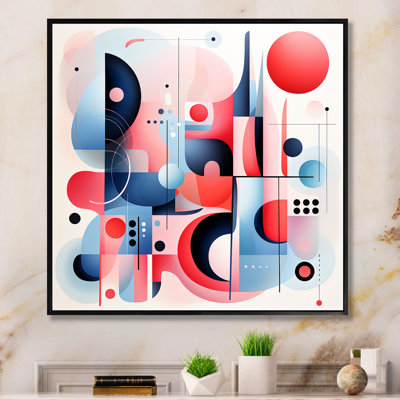Bleu et rouge Mid Century Form - reproduction d'art abstrait mural