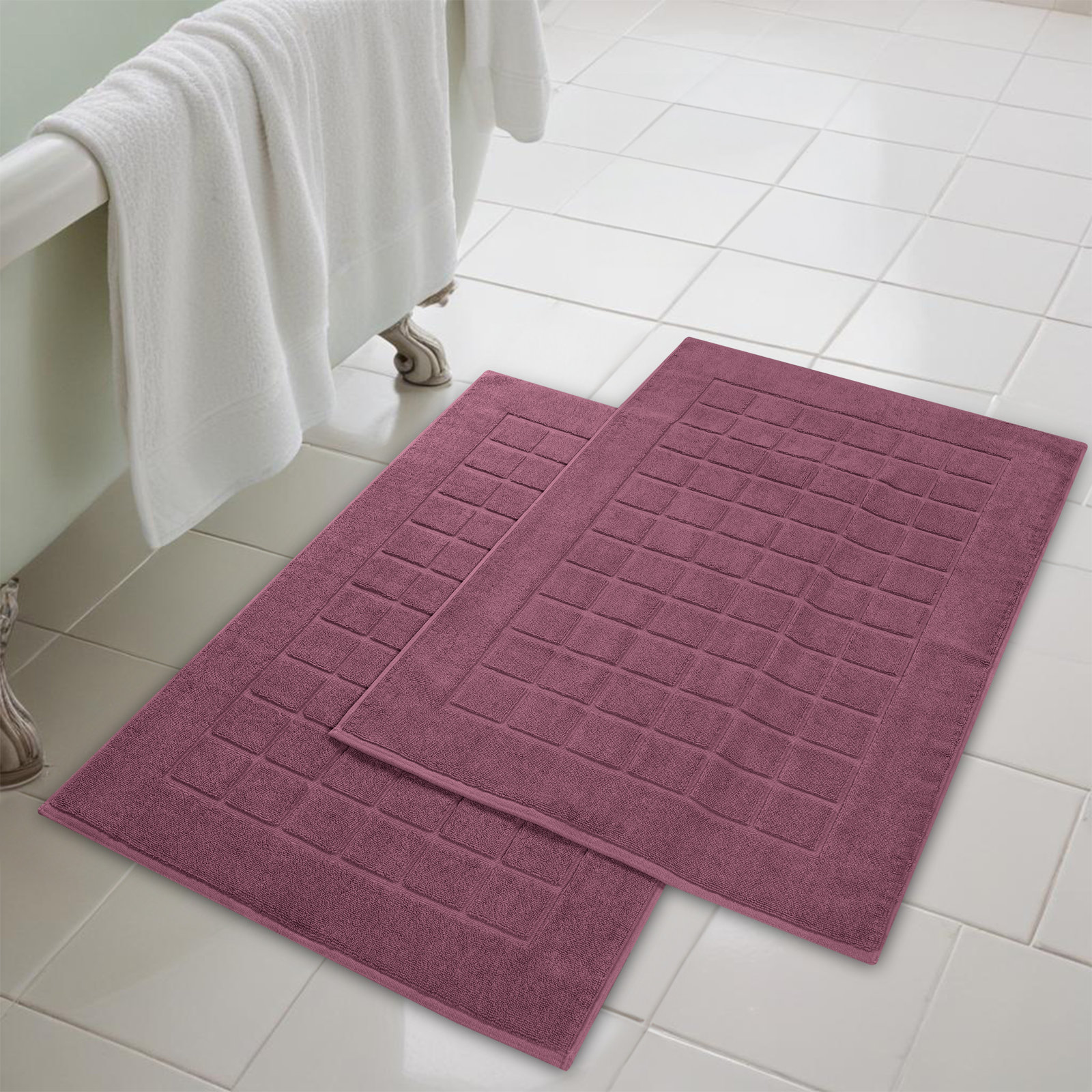 Cotton Bath Mat, Plum