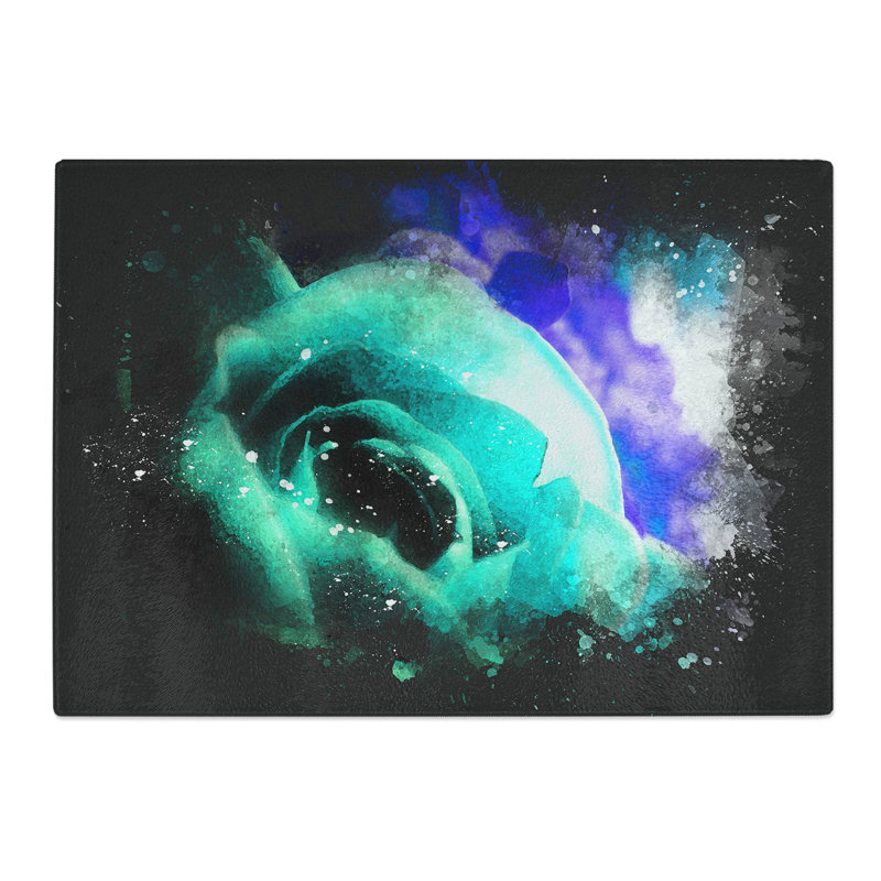 Rose Flower Paint Splash Chopping Board, 28.5cm W x 39cm L