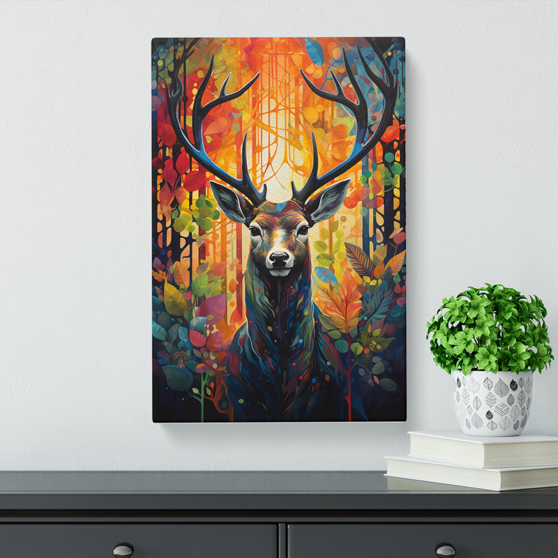 Deer Orphism - Wrapped Canvas Print, 76cm H x 50cm W x 3cm D