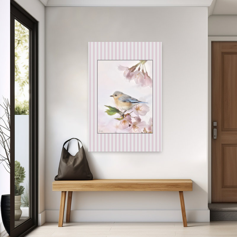 «Blooms And Birds Set I Delicate Serene Contemporary Bluebird Bird Cherry Nature Architecture Art», H 60 po x l 40 po