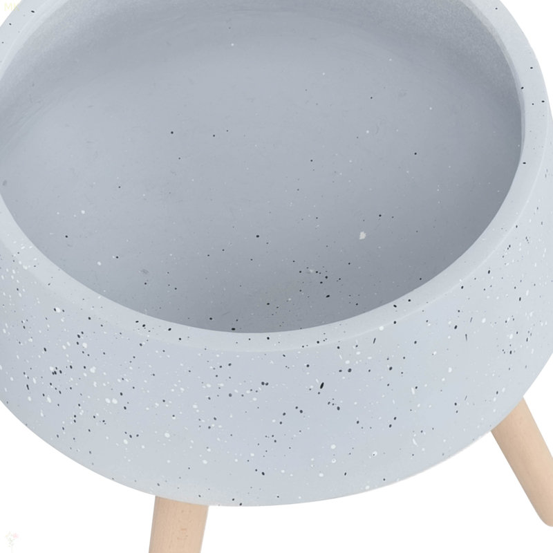 Jardinière S / 2 11/15 po Terrazzo avec pieds en bois