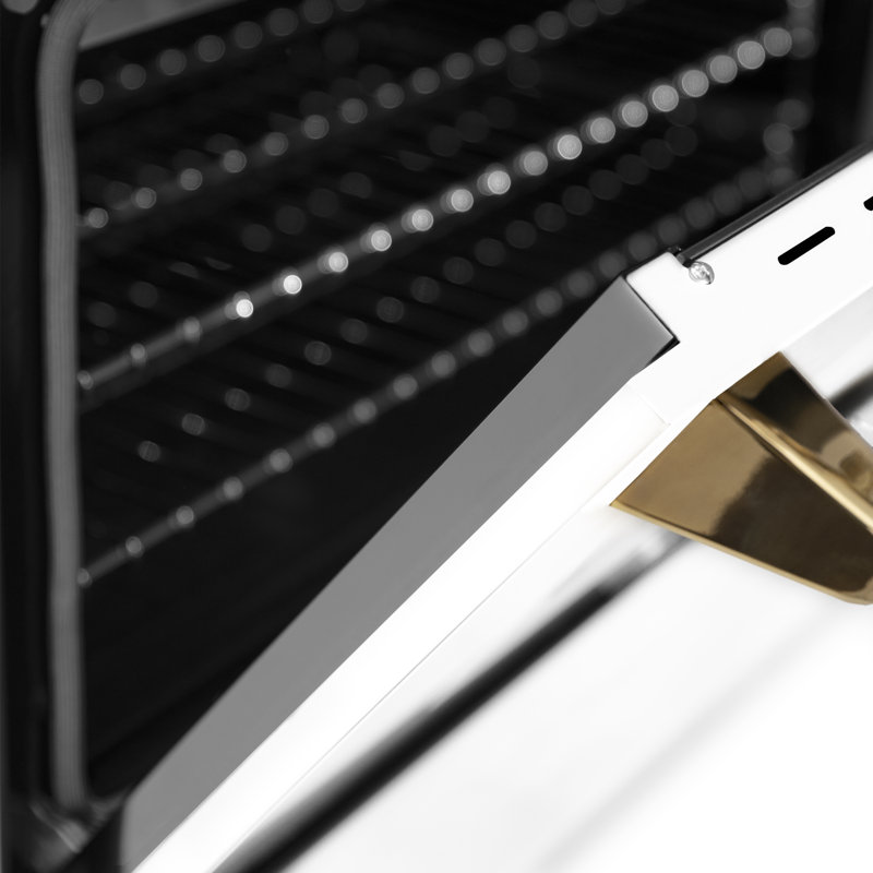 ZLINE Autograph 30" Legacy Dual Fuel Range in DuraSnow® w/ White, Gold/Stainless Steel