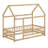 House-Shaped Floor Bed With Roof Frame And Integrated Safety Guardrails