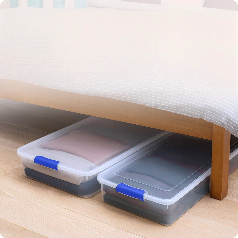 Bac de rangement sous le lit, paquet de 2, Bleu