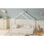 Lit double pleine grandeur de style Montessori, cadre de lit au sol avec tête et pied de lit, lit de clôture en bois pour filles, garçons, assemblage facile, lattes non incluses-2141682170-2141682171