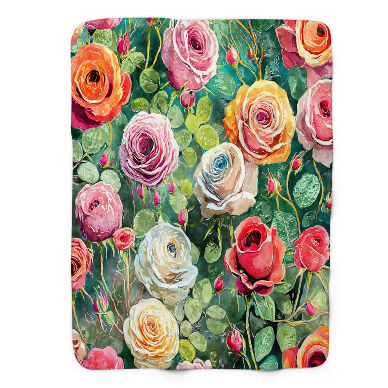 Motif Groovy - 1 pièce Sherpa Premium, Lit simple, Rose / orange / vert floral
