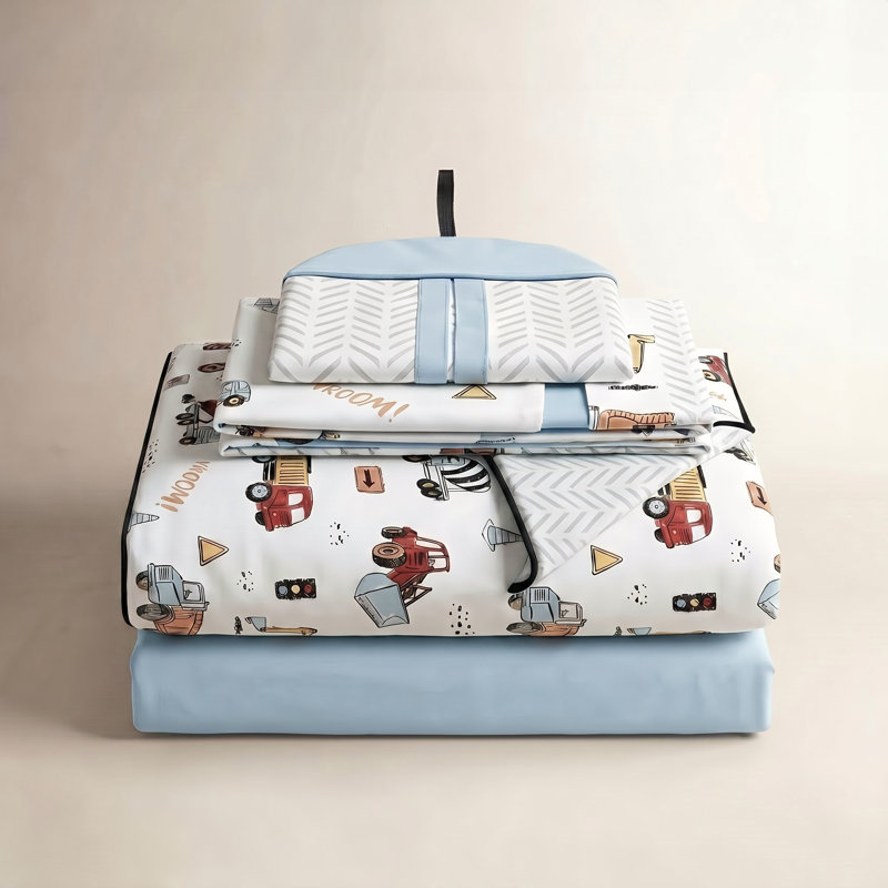 Ensemble de literie pour lit de bébé 4 pièces Construction Truck