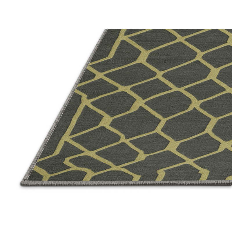 Machine Washable Trellis Brown Area Rug, Square 3'