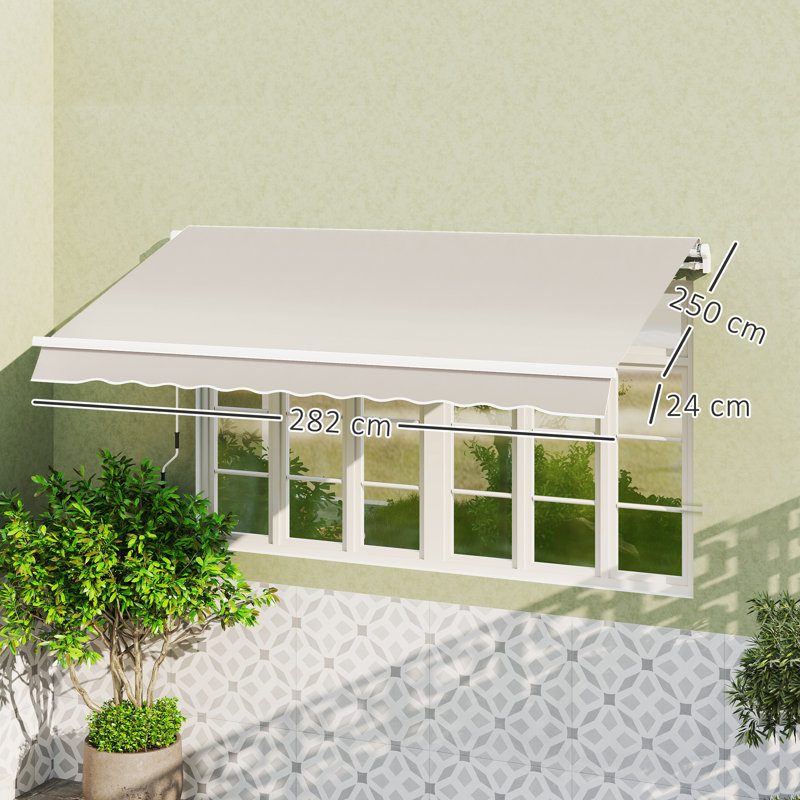 Outsunny 282cm W x 250cm D Polyester Cover Retractable Awning Fabric Replacement, Cream