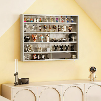 Vitrine murale grise parfaite pour les voitures miniatures, porte transparente pour vitrine élégante