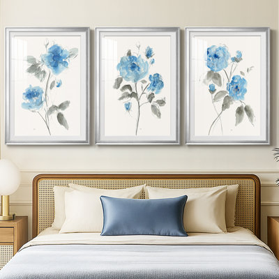 Sketchy Blue I  -Custom Framed  Premium Print W Matt - 3 Pieces