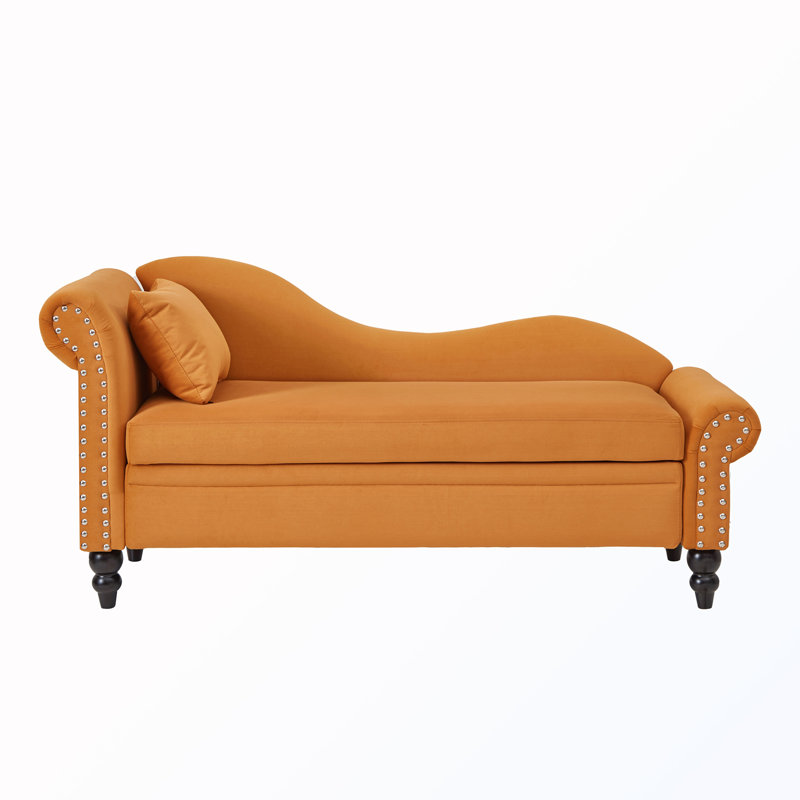 Chaise longue avec rangement et coussin, Jaune terreux