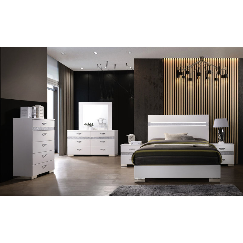 Lit chic chic ultrabrillant avec rangement dans la chambre à coucher