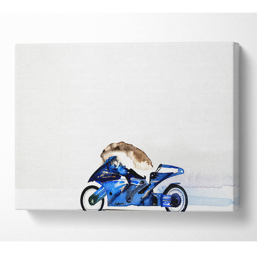 Maus fährt Motorrad - Kunstdrucke auf Leinwand - Wrapped Canvas