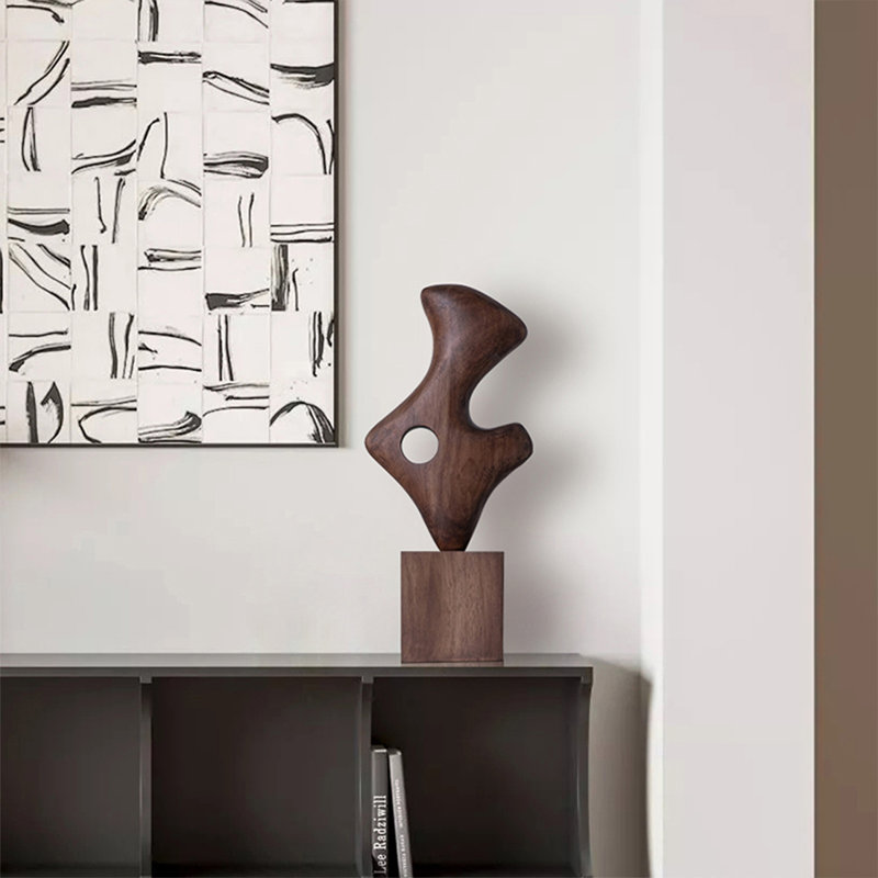 Brown Free Form Solid Wood Decorative Object