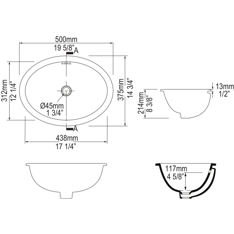 Perrin & Rowe® 19.69'' L Bathroom Sink