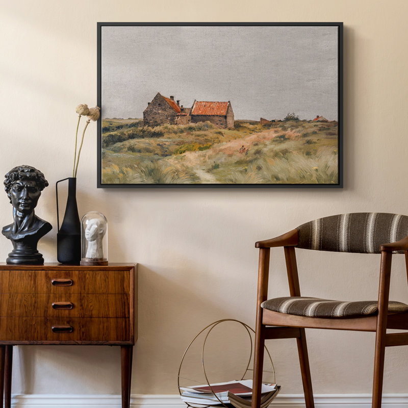 Paysage rétro - MLXX III, Toile avec cadre flottant noir, H 27 po x l 41 po x P 2 po