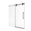 Porte de douche coulissante simple sans cadre de 56 à 60 po x H 72 po - verre trempé transparent de 5/16 po (8 mm), conception de dérivation avec finition noir mat
