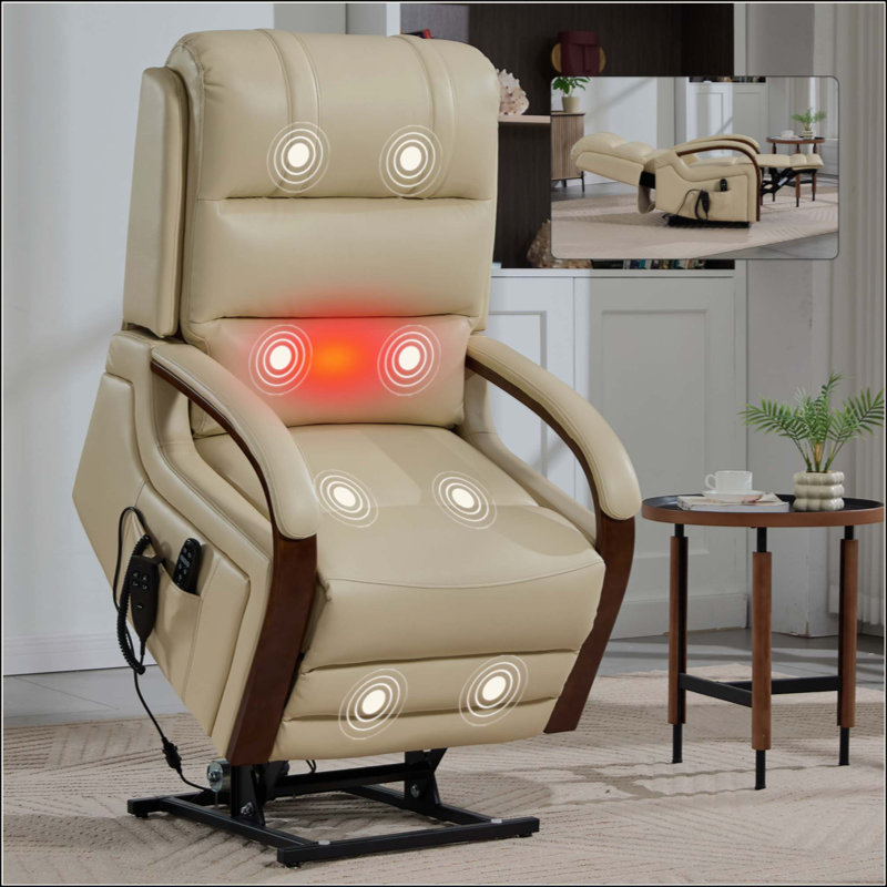 Fauteuil inclinable Power Leatheraire Lift, Beige