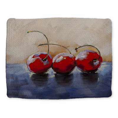 Napperon en polyester tressé bleu - Trois cerises
