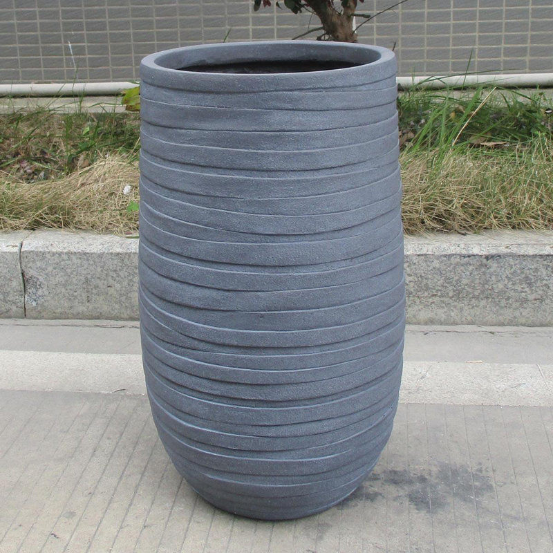 Row Handmade Pot Planter, 62cm H x 37cm W x 37cm D, Stone Grey