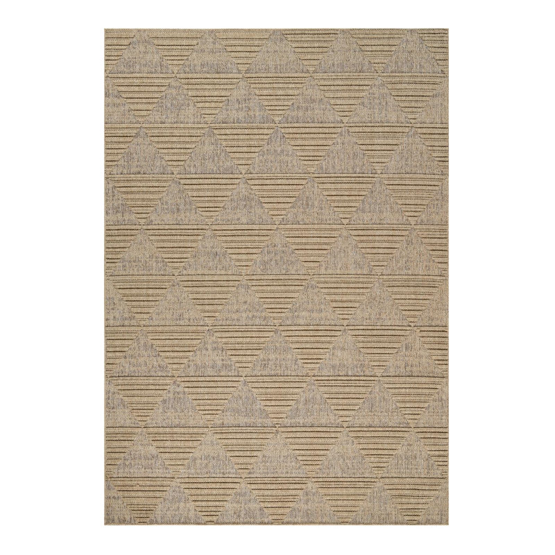 Tapis d'intérieur / extérieur géométrique beige et brun 8 pi x 11 pi