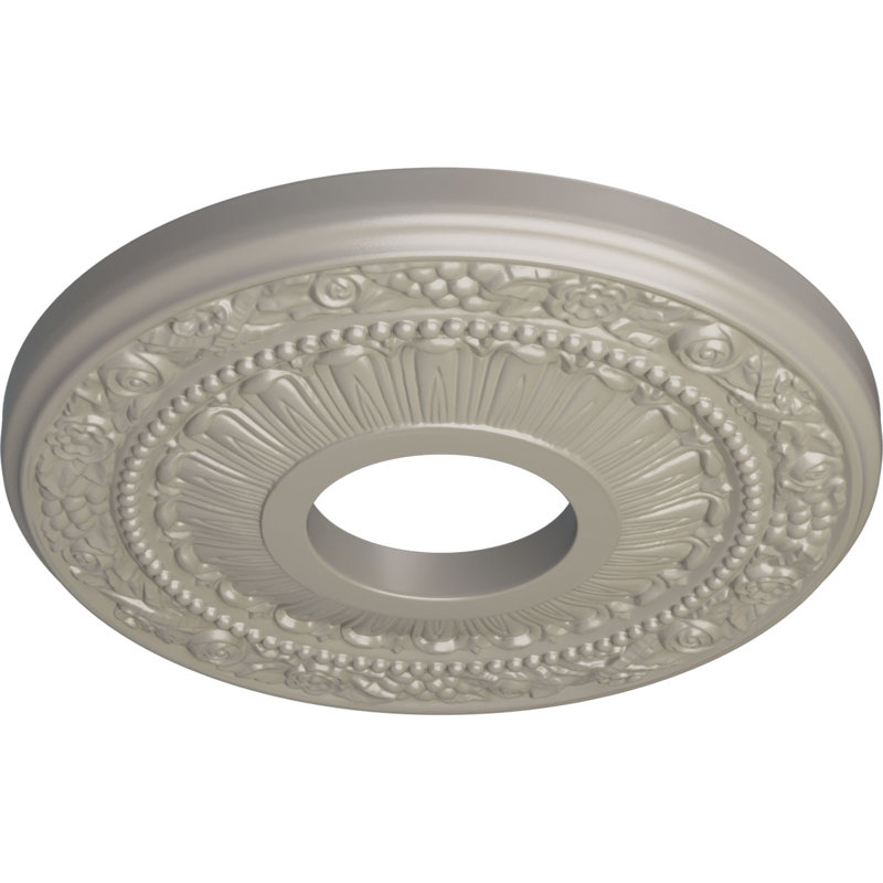 Médaillon de plafond H 12,125 po x l 12,125 po x P 0,875 po Nadia, Blanc perle