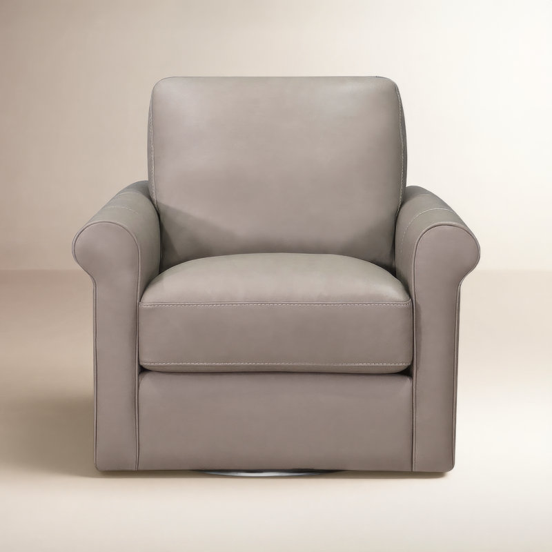 Mayoworth Leather Swivel Club Chair, Brookfield Cognac Genuine Leather
