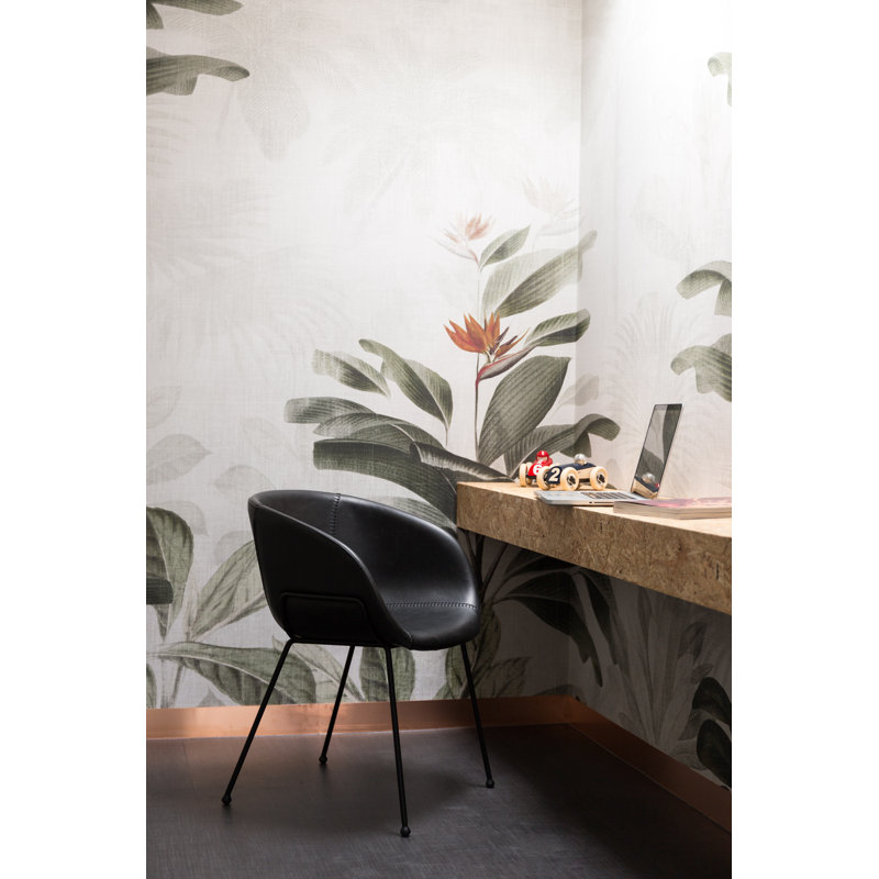 Feston Barrel Chair, Black Faux Leather