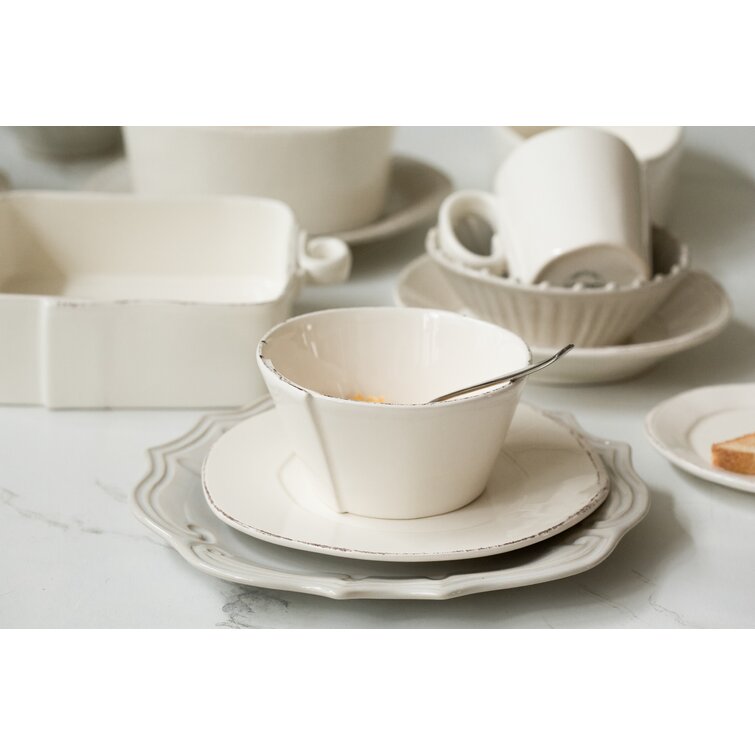 Vietri Lastra Espresso Cup & Saucer - Light Gray