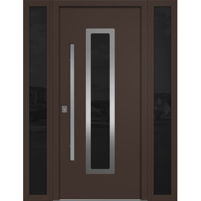 Modern Exterior Entry Steel Door 36 in x 80 in - Inox S1 with Sidelights