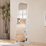 3-in-1 Rotating Floor Jewellery Mirror Cabinet with Storage Shelves