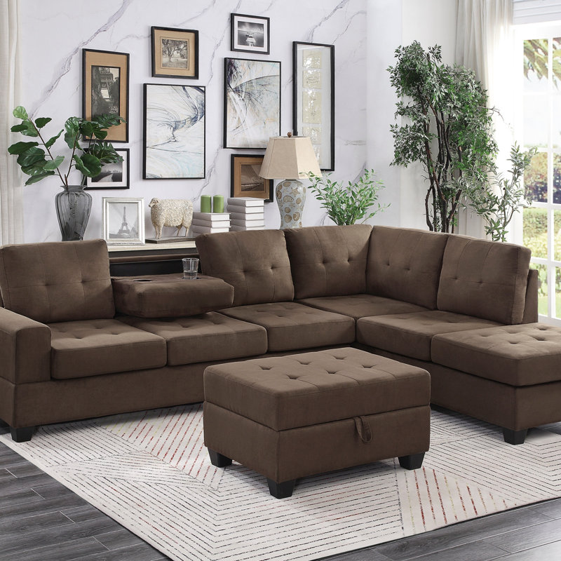 Modern Living Room 1pc, Tissu brun