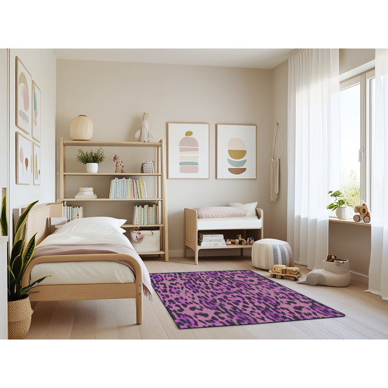 Tapis noir/rose à tisser électrique, Rectangle 4 pi x 6 pi