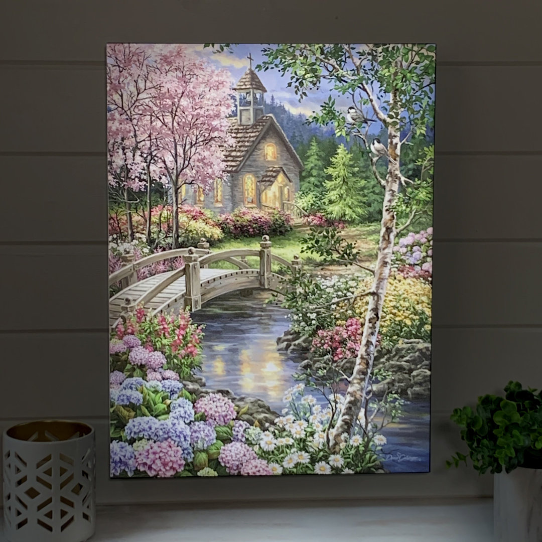 Spring Chapel 18x24 Fully Illuminated ColorChange LED Print Millwood Pines