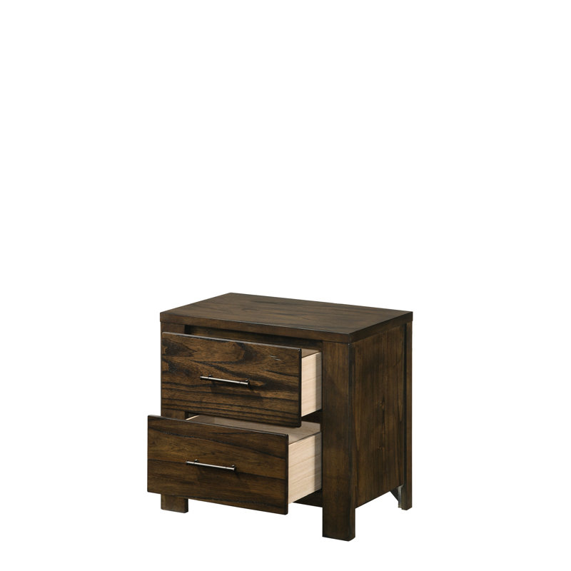 Table de chevet en chêne avec poignées en métal - ajoute du charme à la chambre à coucher